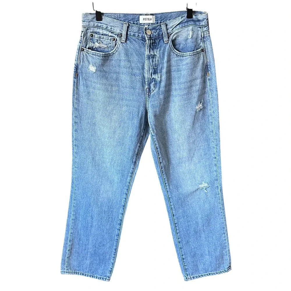 Pistola Charlie High Rise Straight Leg Cropped Jeans Ventura Light Wash Size 29